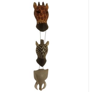 Hand-carved Wooden African Animal Masks Wall Hanging Art Giraffe Zebra Elephant